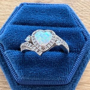 Heart-Shaped Opal and Diamond Ring